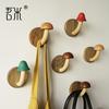 4pcs Wooden Mushroom Clothes and Hat Hooks Non Perforated Solid Wood Clothes Hook Wall Hooks for Hanging