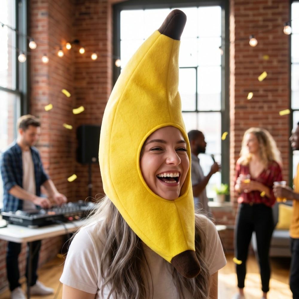 Creative Plush Fruits Hat Cute Banana Head Cover Costume Accessories Yellow Banana Cap Photo Props