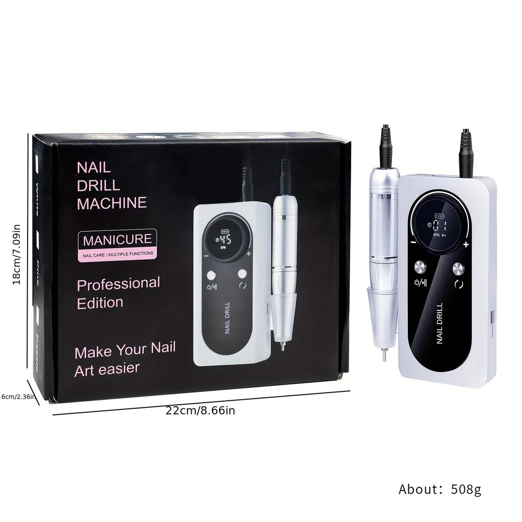 Professional Electric Nail Drill Machine, 45000 RPM Portable Rechargeable Nail File NAIL TOOLS
