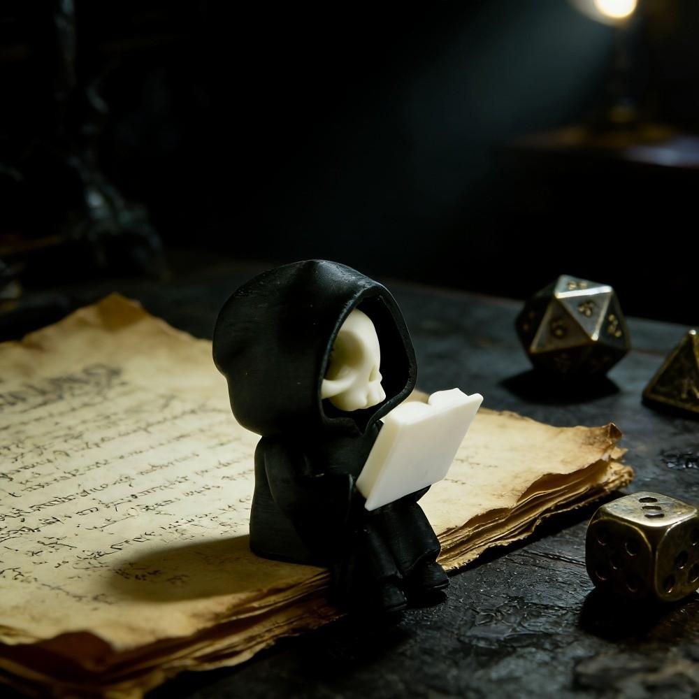 Cartoon Gothic Decoration 3D Printed Reading Pose Ghost Statues Cute Ghost Ornaments Desktop Use