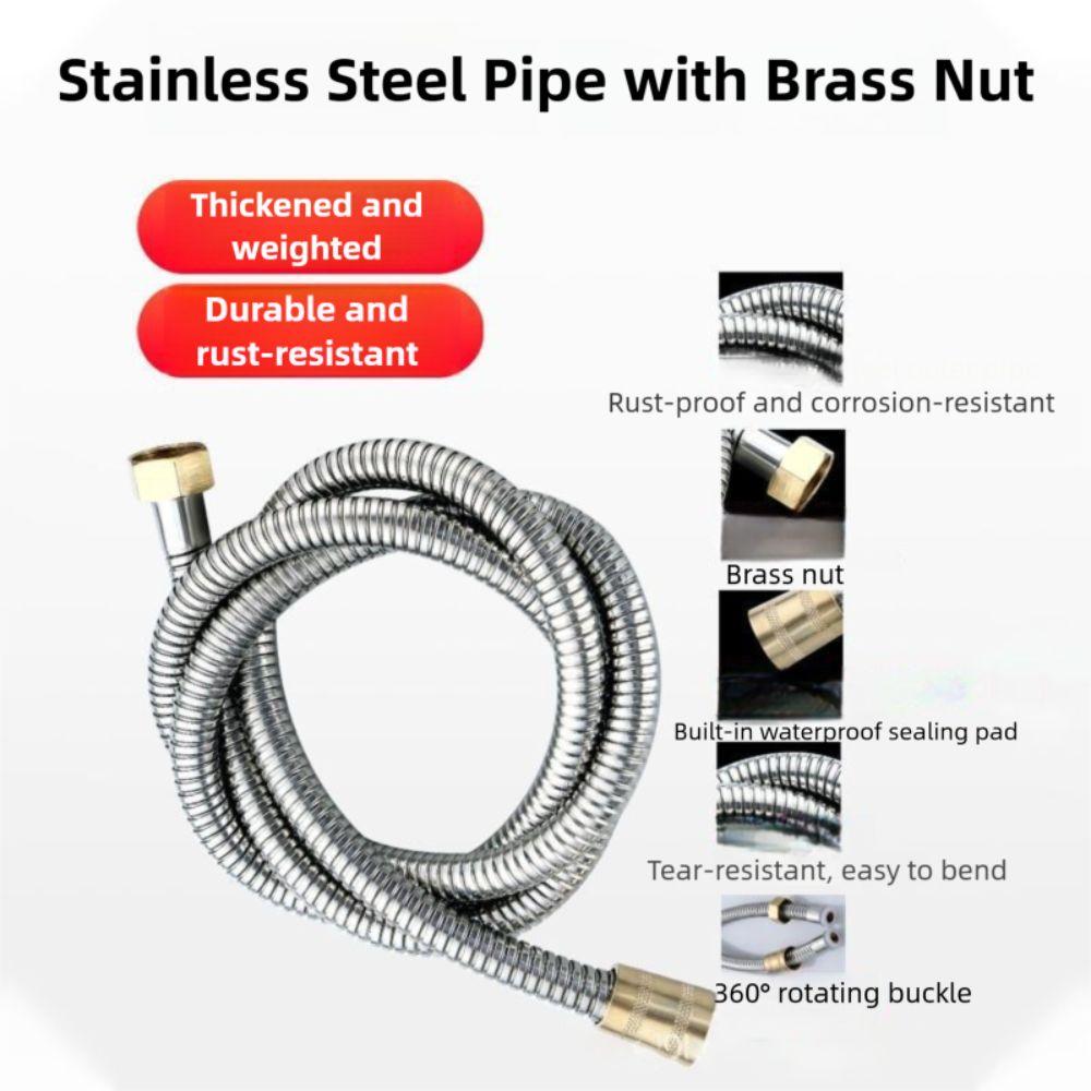 Reinforced Handheld Shower Head Hose Brass Nut Replacement Hose Universal Shower Hose Home Hotel