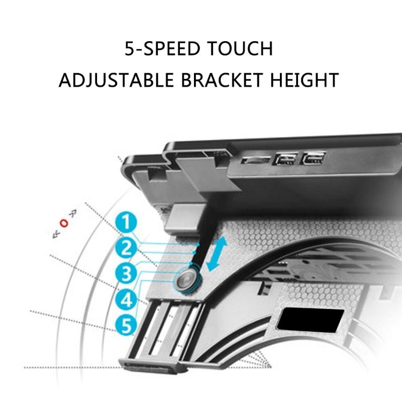 Охладители для ноутбука Большой размер Для ноутбука Два USB LED Тихая охлаждающая подставка для ноутбука 6 скоростей регулируемая Подставка-охладитель для ноутбука