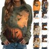 Women's Fashion Casual Long Sleeve Halloween Printed Round Neck Sweater Top