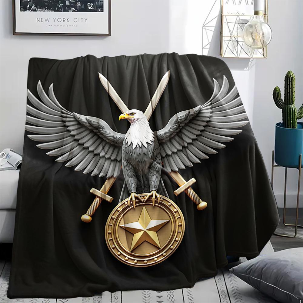 Black Eagle,pattern Flannel Blanket, High quality Comfortable for All Seasons, Home Decor, Warmth and Comfort, Perfect for Gifts.
