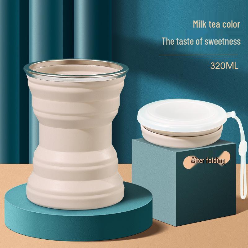 Портативная силиконовая складная дорожная кружка с крышкой - Мини-телескопическая чашка для полоскания для использования на открытом воздухе