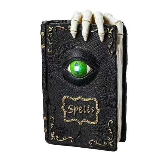 Halloween Resin Book Sculpture Ghost Hunter Hand Statue Decorative Figurine Spooky Devil Eye Collectible Tabletop Ornament