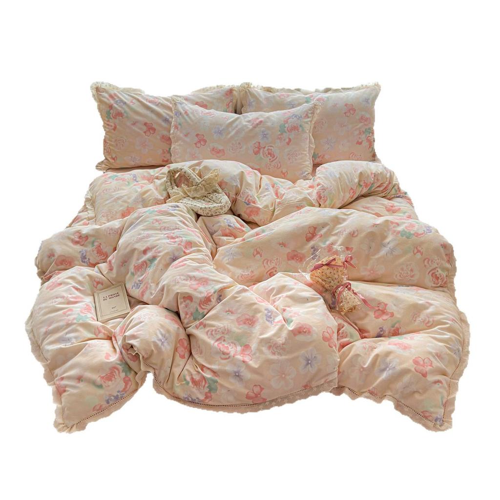 100% Хлопок Очень Толстый Теплый Фланелевый Кружевной Зимний Комплект - 4 Предмета