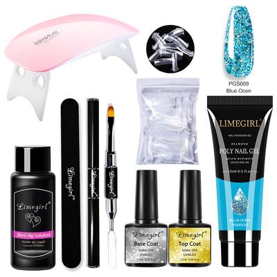 Набор полигелей Limegirl 15 мл с УФ-светодиодной лампой 6 Вт, гель-лак для наращивания ногтей, скользящий раствор, маникюрный набор для дизайна ногтей