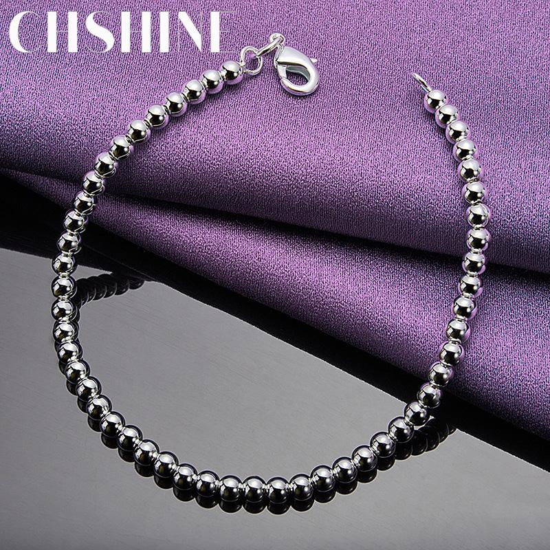 CHSHINE 925 Sterling Silver 4mm Beaded Chain Bracelet For Women Party Hot Sale Fashion Charm Jewelry