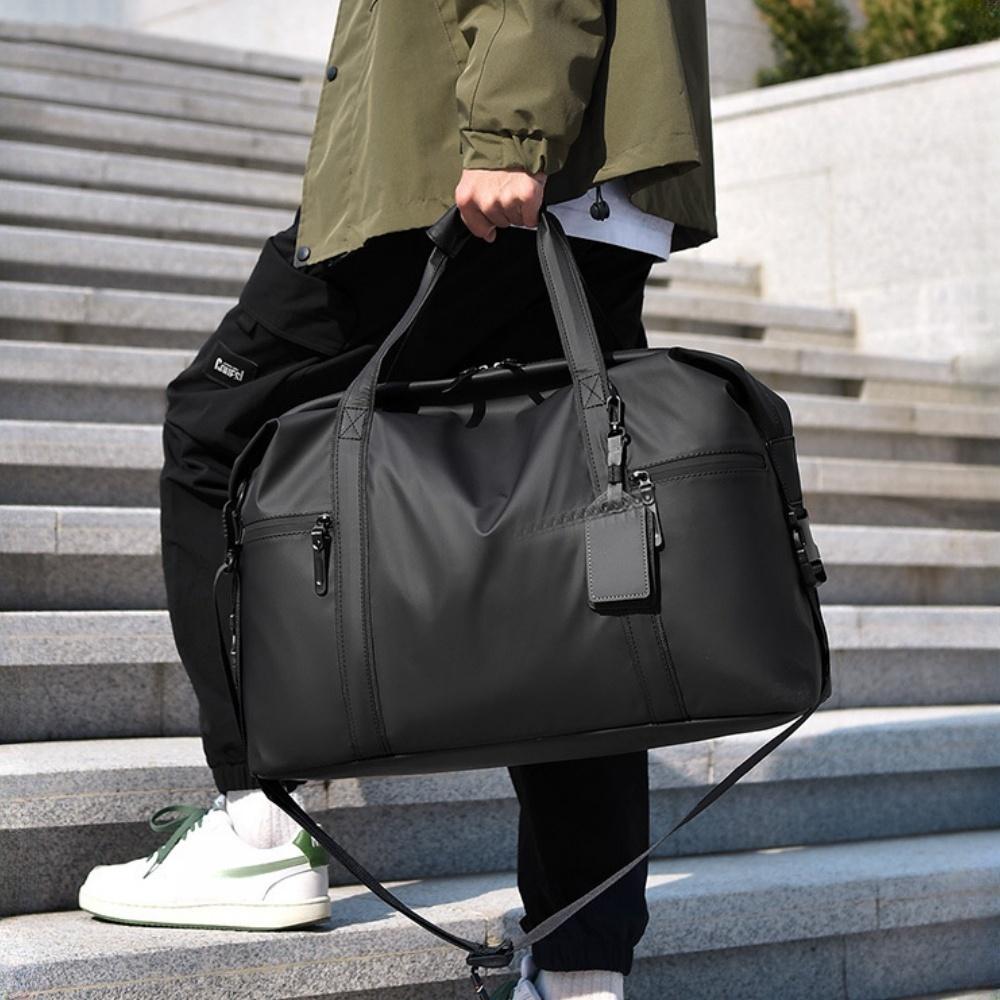 Весенняя новинка, спортивная и фитнес-сумка с разделением на сухую и влажную одежду, классическая черная однотонная дорожная сумка для отдыха на открытом воздухе, мужская короткая деловая сумка-мессенджер большой вместимости