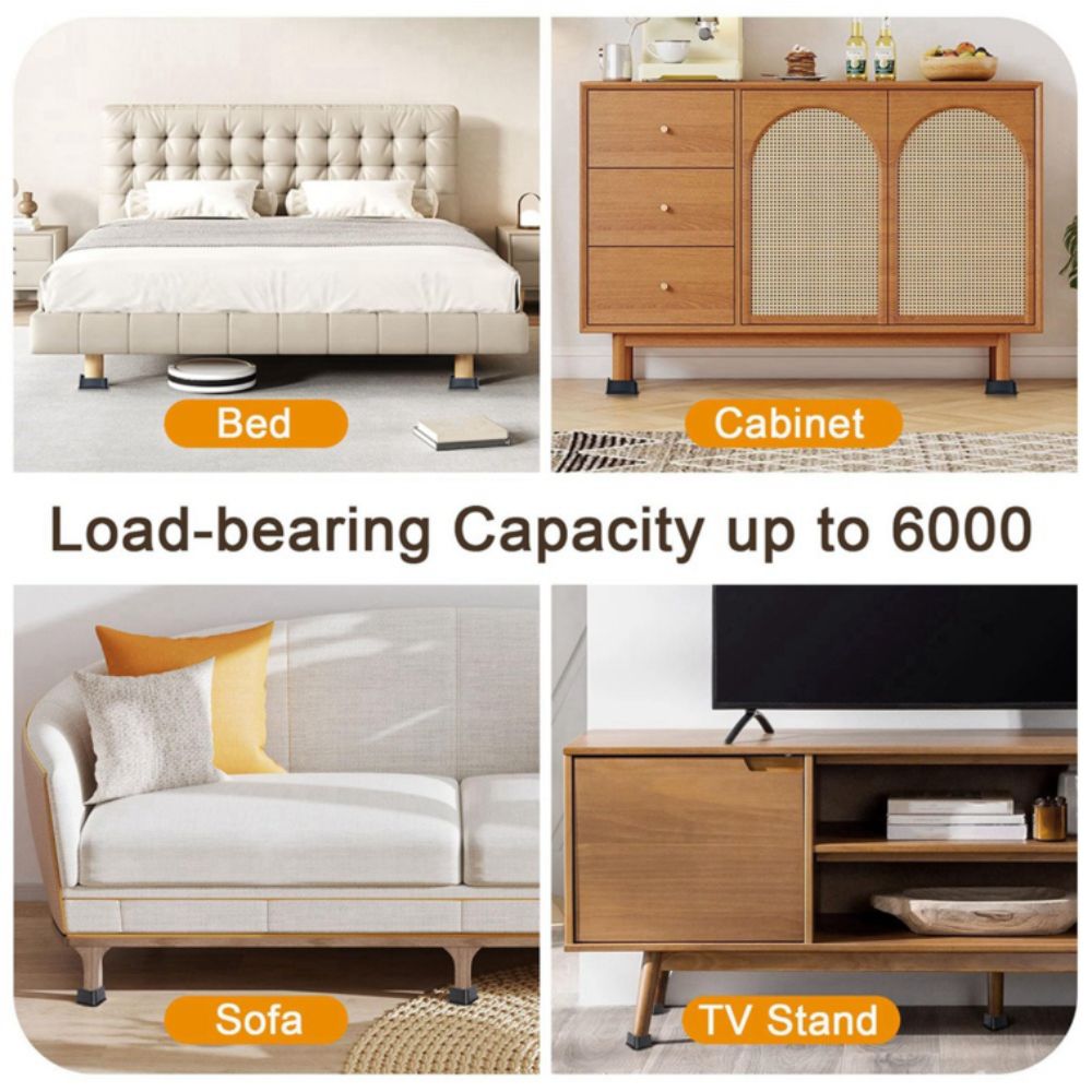 Квадратные подставки для мебели, набор из 4 шт., подъемник для каркаса кровати, регулируемый мебельный каркас, ножка стула