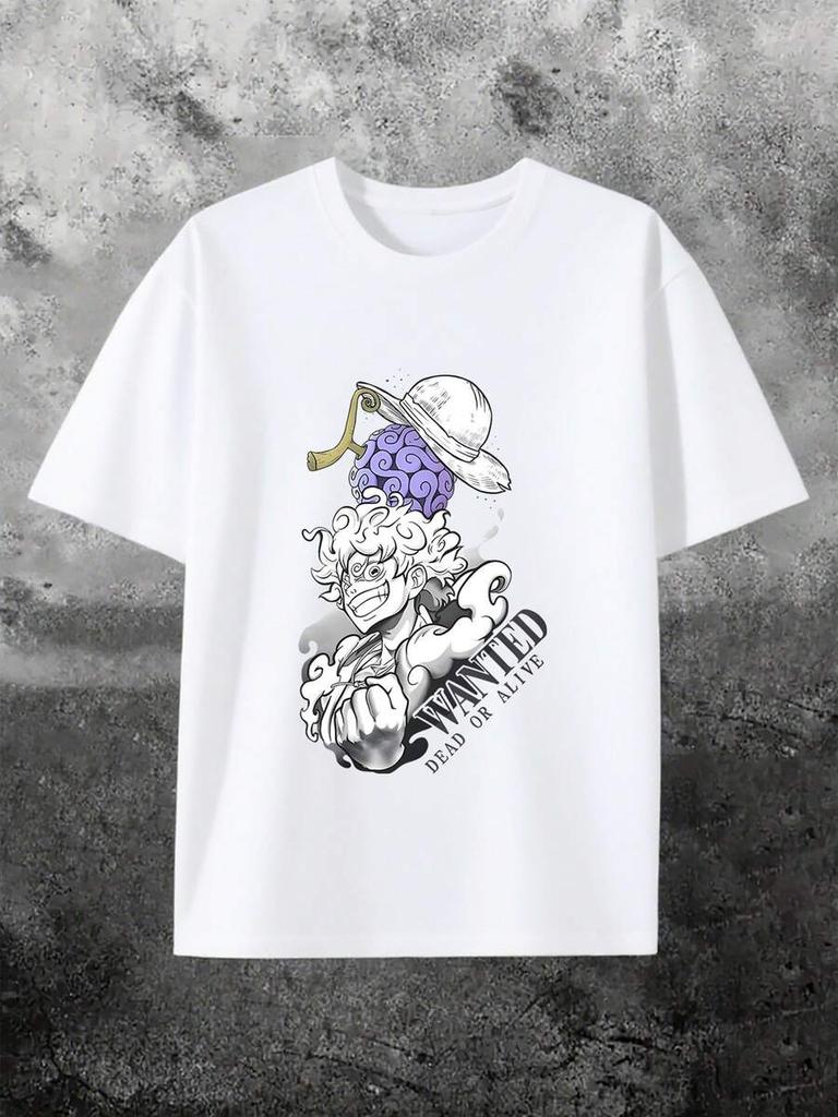 Cartoon Anime Rubber Fruit Print, Summer Wear Unisex's Pure Cotton T-Shirt