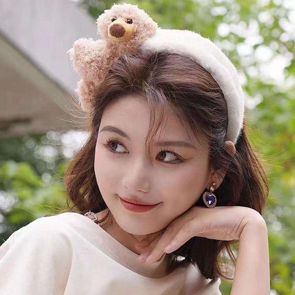Makeup Headband Width Hair Hoop Wash Face Hair Band Cartoon Plush Headband Women Hair Accessories