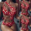 Women Hollow Out Print Fashion Sexy Strappy One-Piece Bikini Swimwear Beachwear