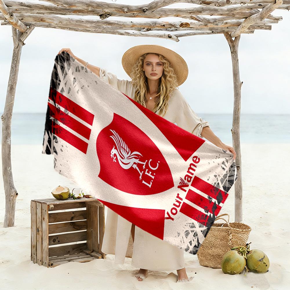 Liverpool Customize Text Beach Towel Quick-Dry Soft Microfiber Suitable for Swimming Gym Camping Yoga Vacation
