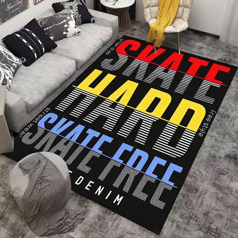 "Skateboard Theme Carpet Modern Style Black Rug Home Decor" Suitable for use as an anti-slip for living room bedroom sofas