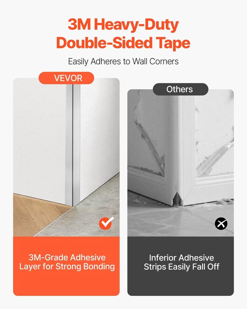 Stainless Steel Wall Corner Protector, 38 x 38 x 2436 mm, 10 Pack Metal Corner Guards, 304 Stainless Steel Edge Trim 90-Degree Angle for