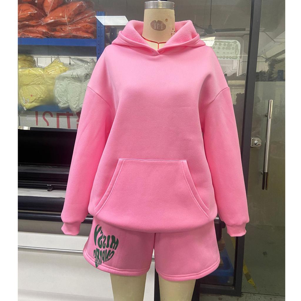 Женский комплект свитшотов, модный спортивный пуловер с длинными рукавами, толстовка с капюшоном, шорты, комплект из двух предметов, весна и осень