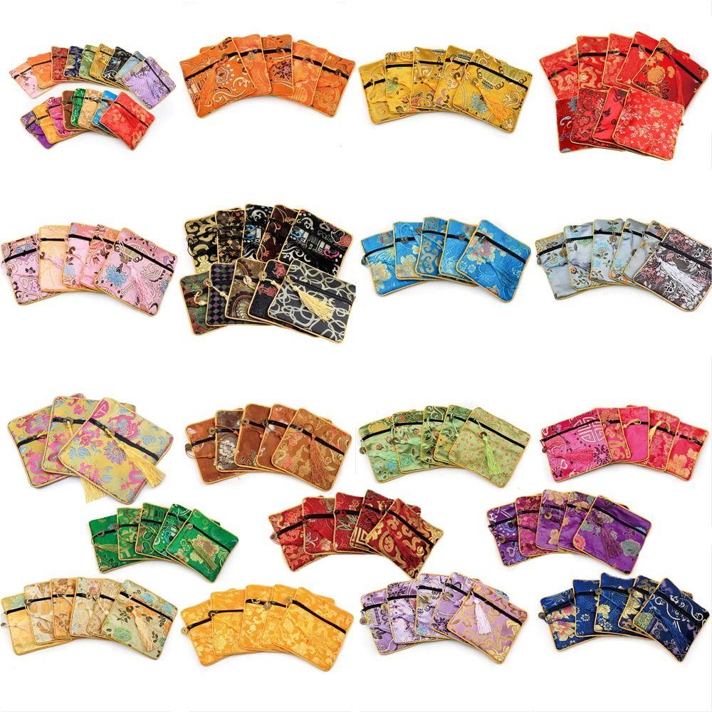 Tassel Mini Embroidery Canvas Coin Purse Copper Cash Pendant Chinese Style Money Bag Outdoor