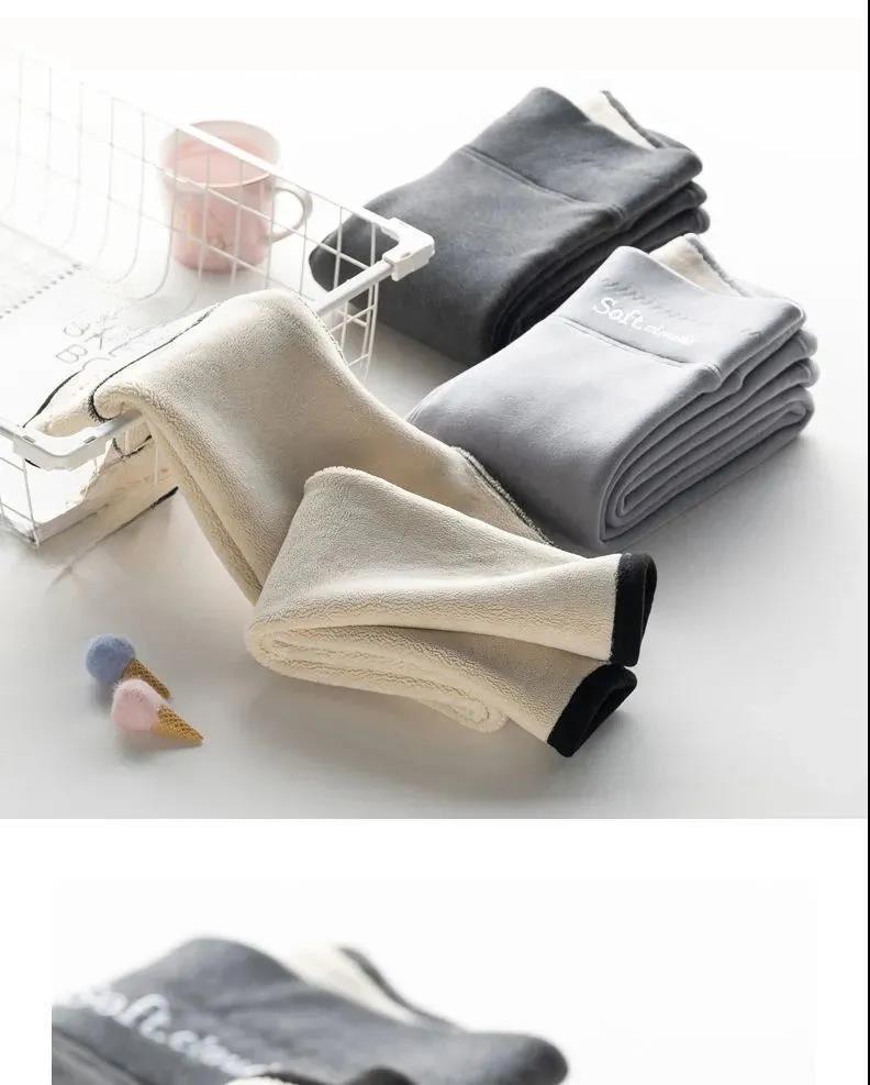 Women's 2022 Autumn/Winter Lambskin Leggings: High-Waisted, Velvet-Lined, Thickened, Warm, Skinny Cotton Pants.