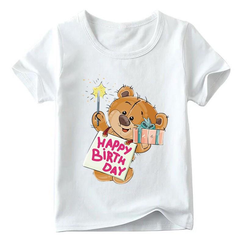 Unisex Childrens Cartoon Bear TShirt Short Sleeve round Neck Numbers 112 Years Old Kids Casual Fashion Clothing