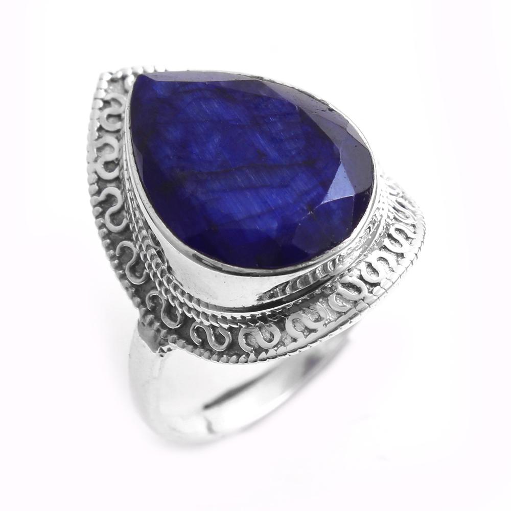 Кольцо с голубым сапфиром и драгоценным камнем, стерлинговое серебро 925 пробы, ювелирные изделия ручной работы, сплошное кольцо