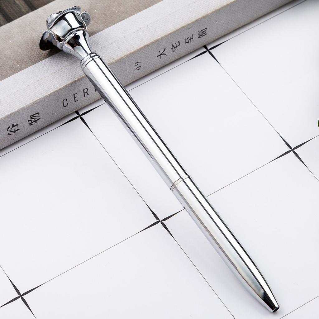 1 шт., красивая металлическая шариковая ручка с цветком розы, интересная шариковая ручка, школьные канцелярские принадлежности, школьные канцелярские принадлежности