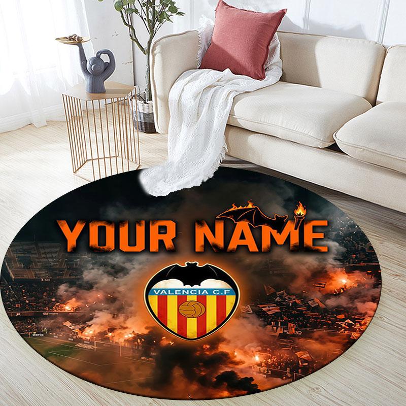 Custom Name,Valencia CF pattern round rug,Carpet Rug for Living Room Bedroom Playroom ,Non-slip Floor Mat,Holiday Gifts and Birthday Gifts.