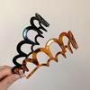 Trendy Wave Resin Amber Brown Black Long Teeth Headbands for Women Girls Anti Fall Two Ways To Wear High Cranial Top Accessories