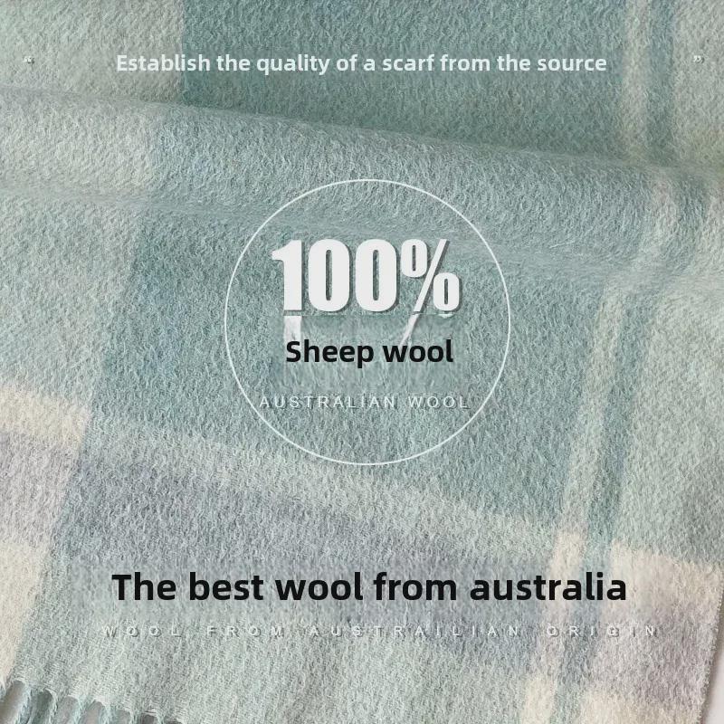 Премиальный темно-синий клетчатый шерстяной шарф для мужчин - роскошный зимний подарок для парня, отца или пожилых людей