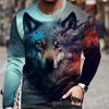 Красивый принт волка мужские футболки с длинным рукавом футболки с круглым вырезом повседневный свитер мужская одежда больших размеров