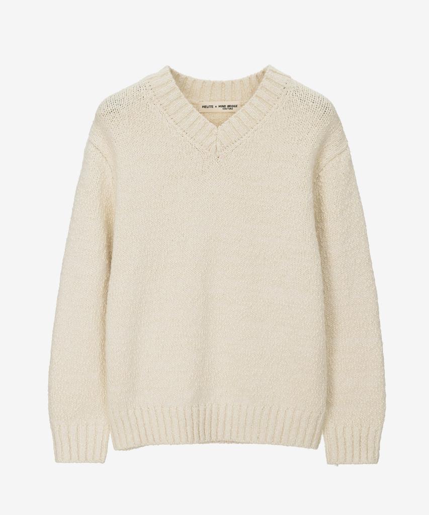 MINDBRIDGE [Hoite] Slub Yarn V-Neck Oversized Knit - 2 Colors