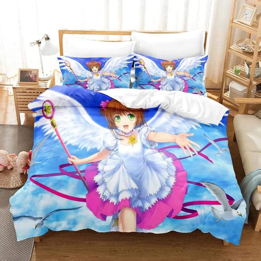 Cardcaptor Sakura 3D НОВЫЙ Пододеяльник Наволочка Комплект Постельного Белья Взрослый Мальчик Девочка Украшение Спальни Детский Односпальный Двуспальный Большой