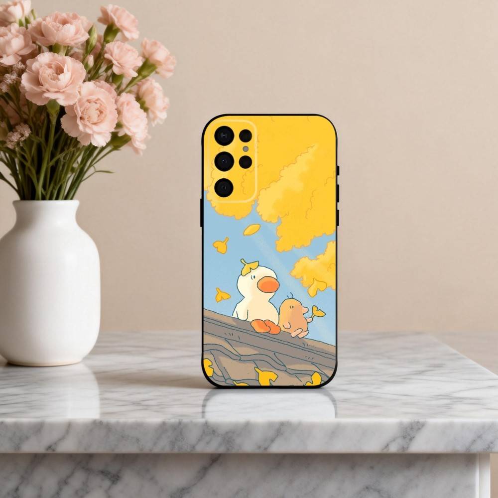 Cute D-Doubao D-Duck Phone Case For Samsung S25,24,23,22,30,21,10,9,Ultra,Plus,Lite,FE,4,5 G Soft Black Case
