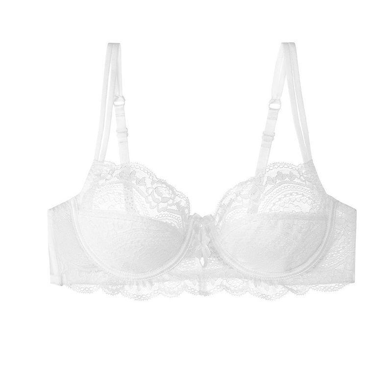 European and American no sponge soft support bra big chest small lift bra thin upper support large size underwear women's CDE cup