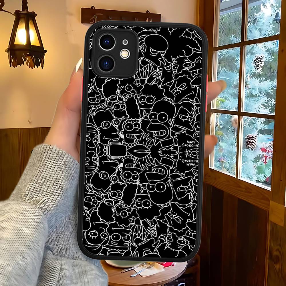 Смешной мультяшный чехол для телефона S-Simpsons для iPhone 16 15 14 Plus 15 13 12 11 Pro Max X XS MAX Матовый чехол
