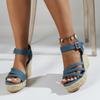 Модные женские сандалии на плетеной высокой танкетке, сандалии с пряжкой, ремешком, толстой подошвой, на платформе, удобные нескользящие женские туфли Zapatos