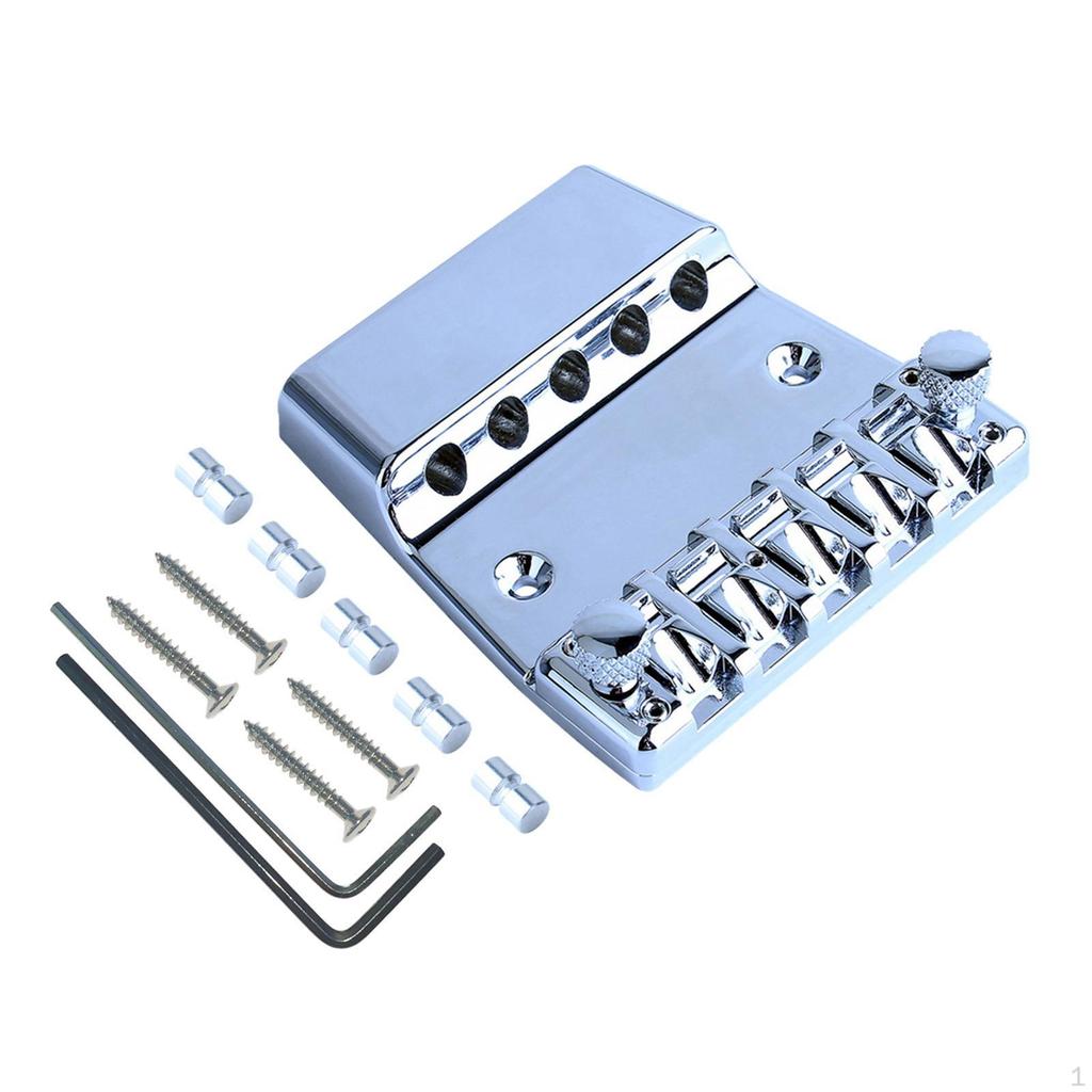 Bass Guitar Bridge, Metal Parts Adjustable DIY Accs with Wrench Screw, 5 String for Playing,