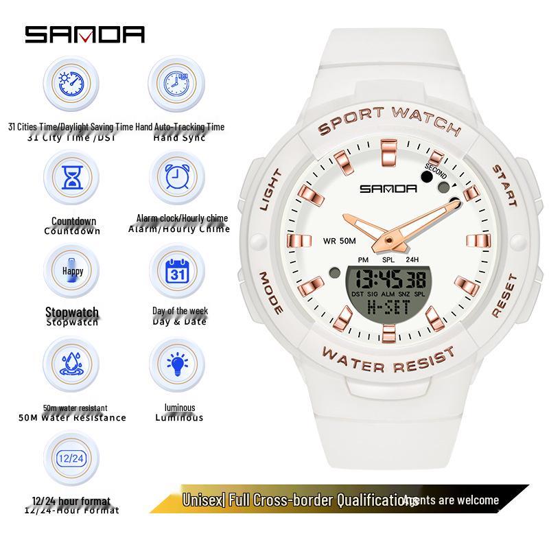 SANDA Водонепроницаемые повседневные наручные часы Dopamine Trend для мужчин и женщин