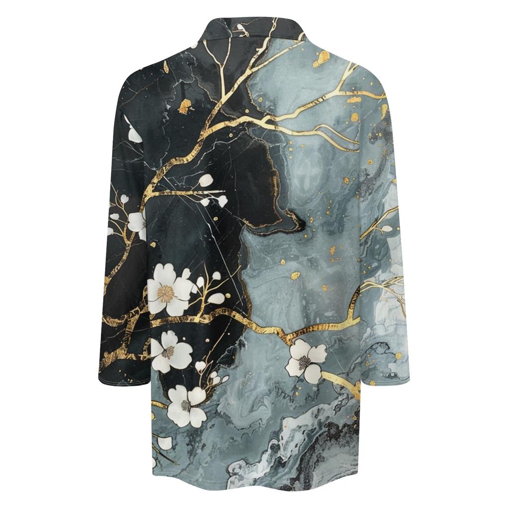 Женская летняя модная повседневная рубашка с v-образным вырезом и рукавами три четверти с принтом, топ