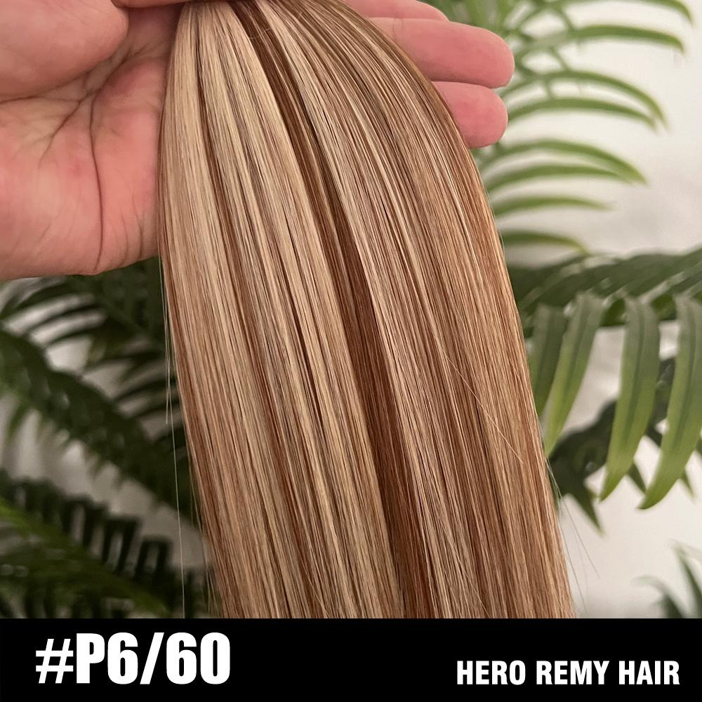 Прямые европейские натуральные человеческие волосы Hero Remy, трессы 80 г/шт., пряди с мелированием, 16-22", машинные наращивания на трессах