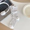 Polka Dot Socks, Women's Mid-calf Socks, Trendy Summer Thin Cotton Student Mesh Breathable Rolled-up Long Socks