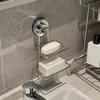 Stainless Steel Soap Dish Heavy Duty No-Drilling Sponge Holder Vacuum Suction Cup Self Draining Bathroom Soap Dish Sink Area