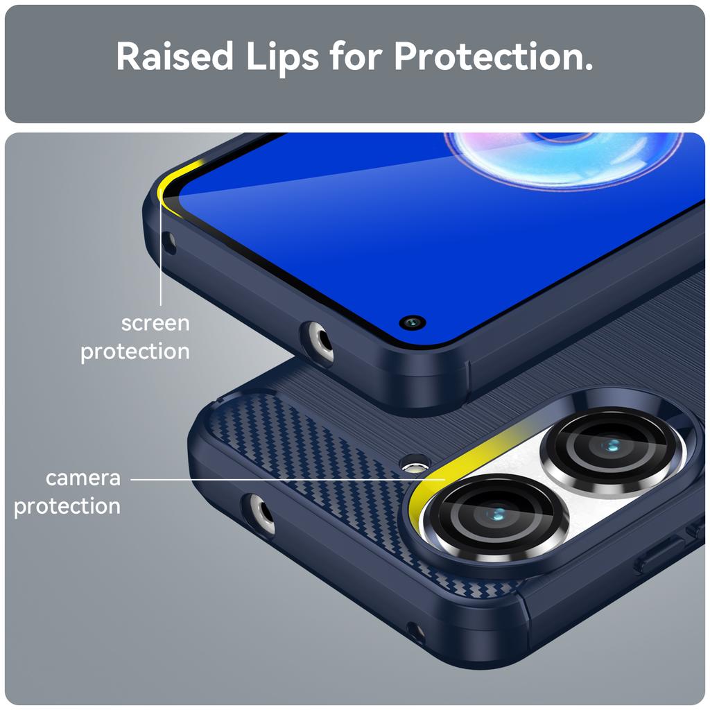 For Asus Zenfone 10 5G Carbon Fiber Texture Phone TPU Case Brushed Phone Protective Cover