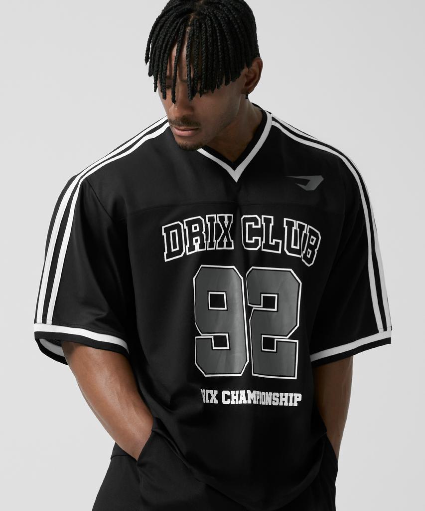 DRIX Rugby Track Oversized Mesh Jersey Half Sleeve_Black