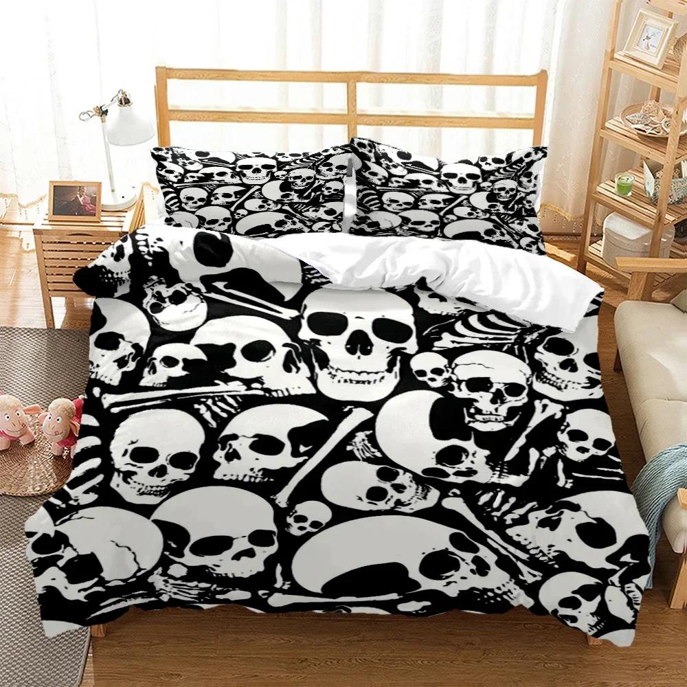 3D Print Mysterious Colored Skeleton Comfortable Duvet Cover Pillowcase Bedding Set Children Bedroom Decoration Home Textile