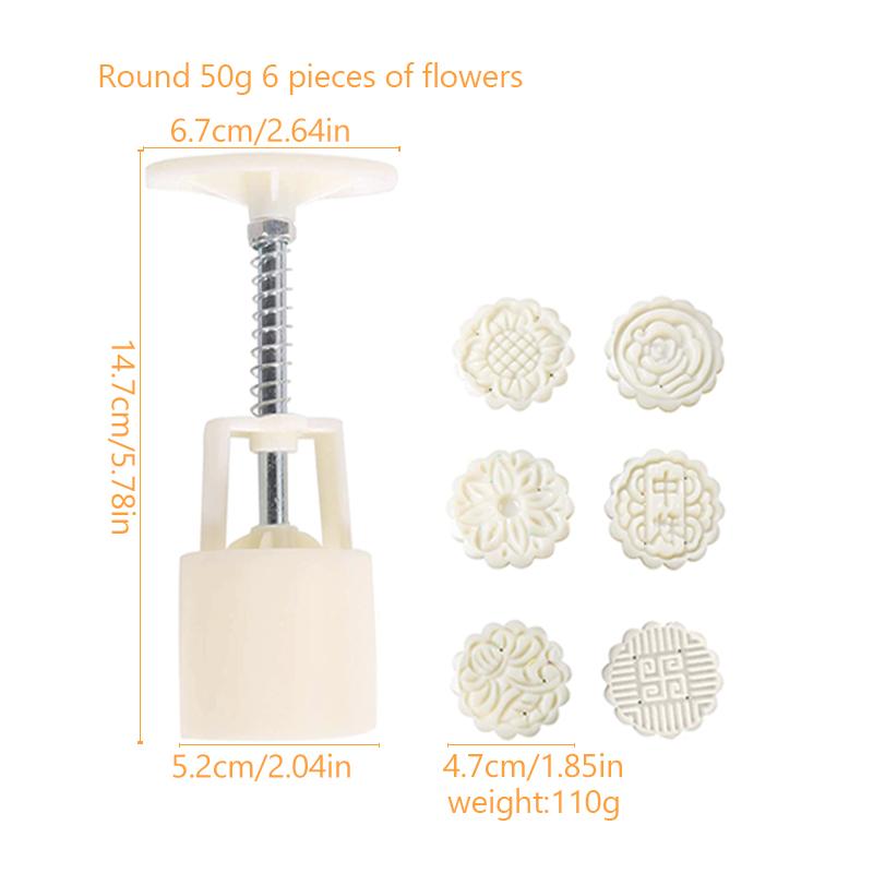 7 шт./набор пластиковых формочек для лунного пряника, ручная форма для печенья в форме цветка, 50 г, инструмент для выпечки своими руками, прессованная форма для лунного пряника из помадки