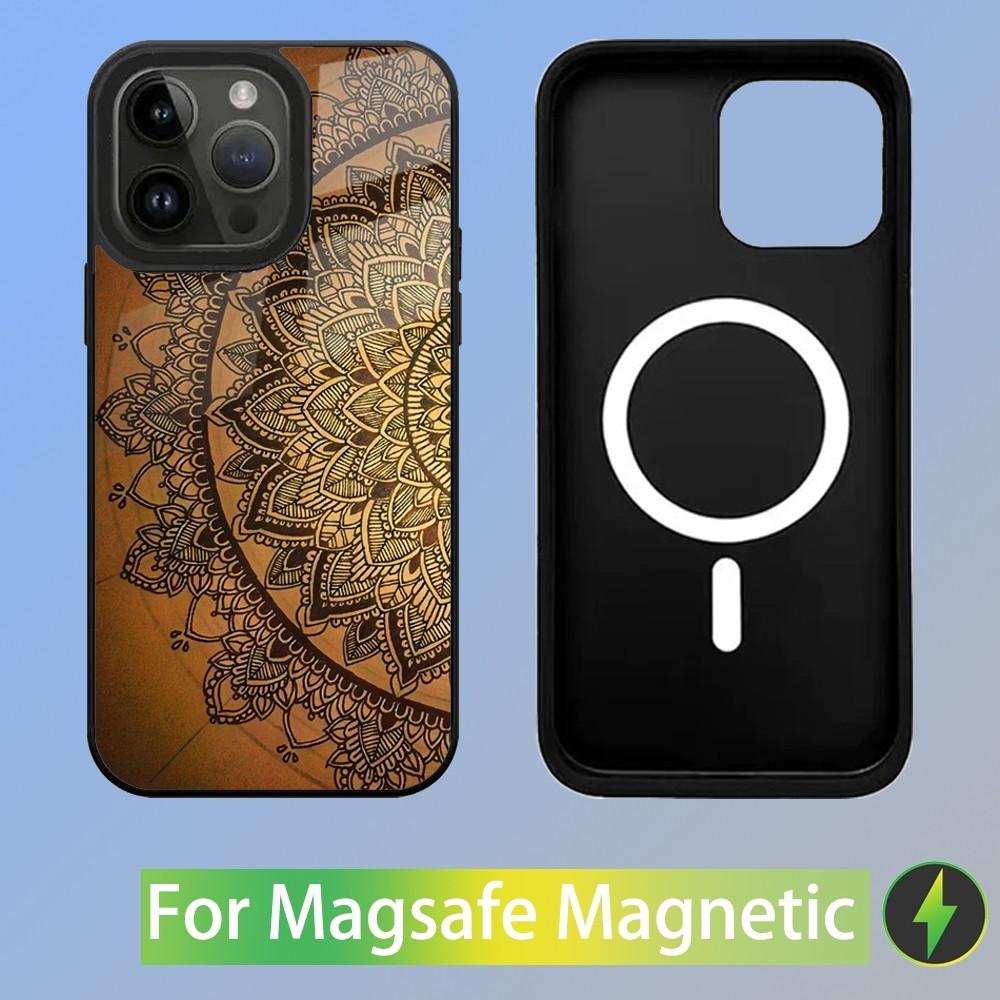 Чехол для телефона с индийским узором Мандала для iPhone 15,14,13,12,11,Plus,Pro,Max Mini, Магнитная беспроводная зарядка Magsafe