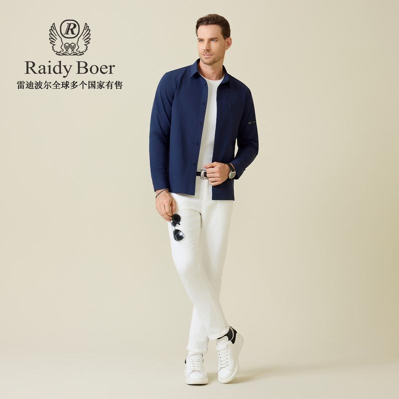 Wear Resistant and Non Deformable 2025 Autumn Men's Zipper Pocket Long-Sleeved Shirt