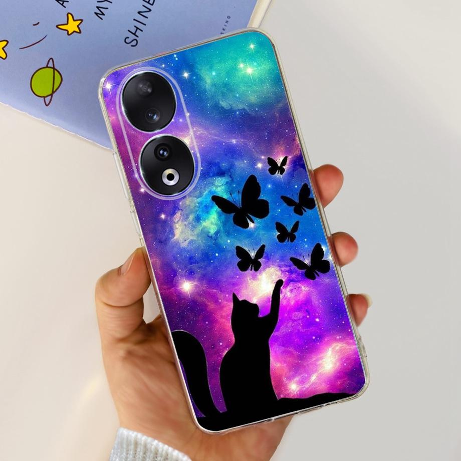 Для Honor 90 / Honor 90 Lite 90 Pro 90 Умный Чехол Роскошный Стильный Мягкий Силиконовый Чехол Красивый Цветок Вишни Fundas Прозрачный Capa